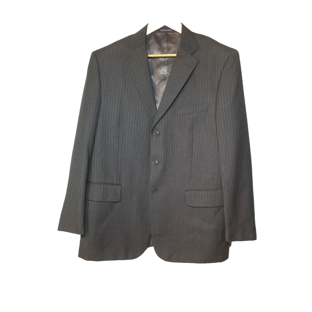 Vittorio St. Angelo Dark‎ Gray Pinstripe 3 Button Front 2 Vent Blazer 40R